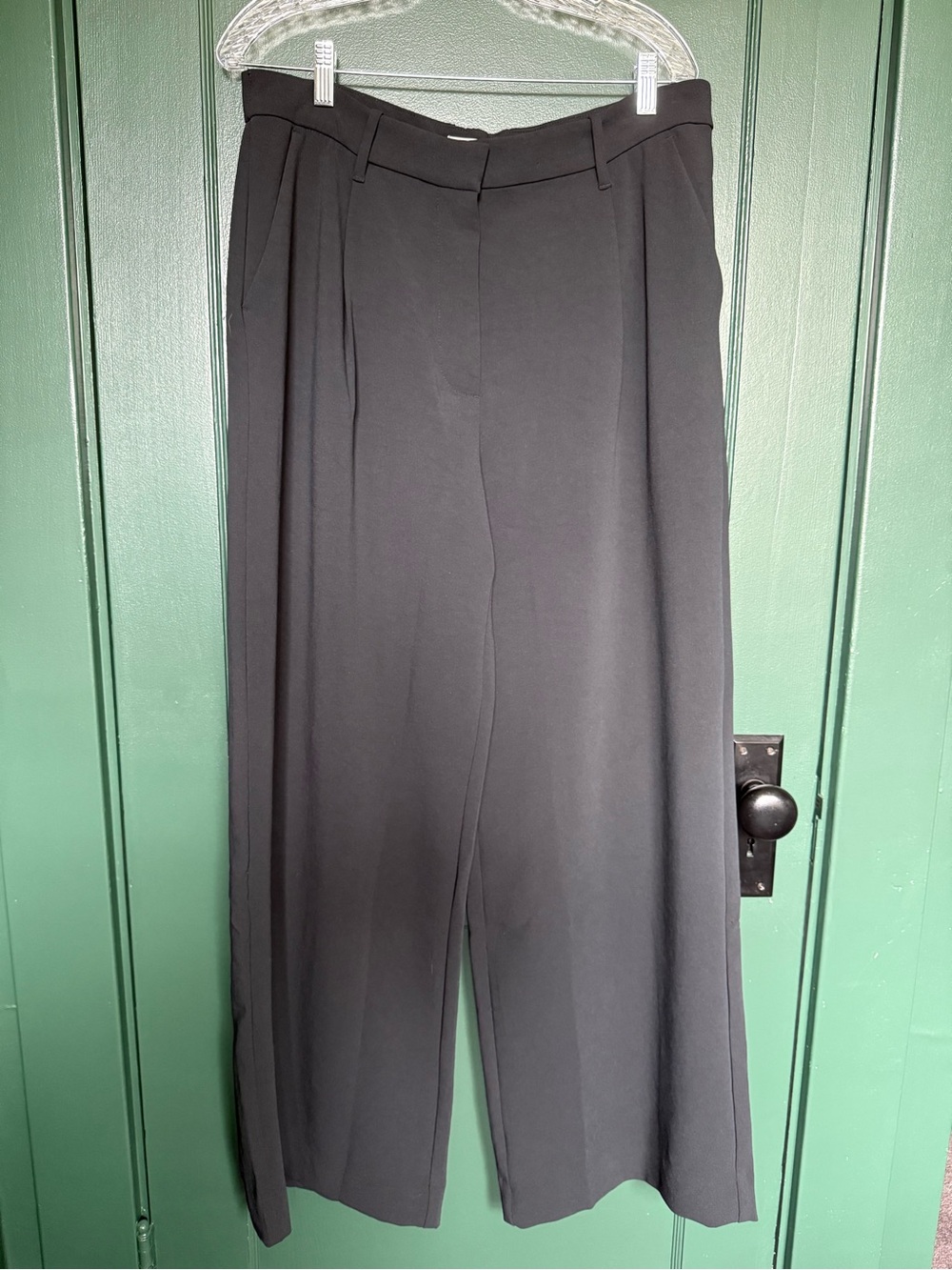 Abercrombie Sloane Tailored Premium Crepe Wide Leg Pants Black 14L